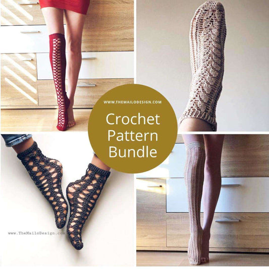 Crochet Pattern Bundle - Best Lace Sock Patterns (4 patterns) - TheMailoDesign - Crochet Pattern Bundle - TheMailoDesign