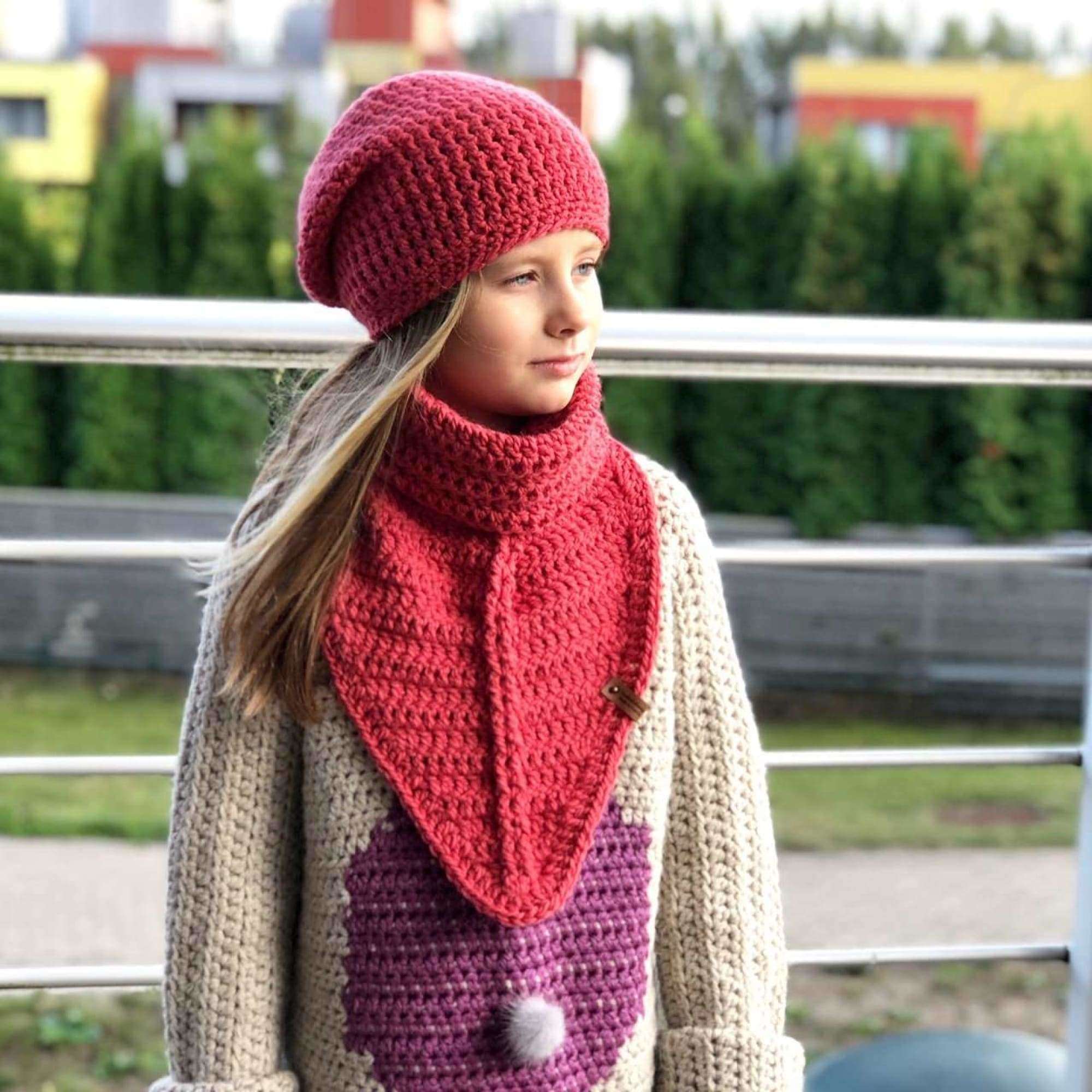 Crochet Pattern - Scarf Cowl Balker and Beanie Hat (Adult and Kids sizes) - TheMailoDesign - Scarves & Shawls - TheMailoDesign
