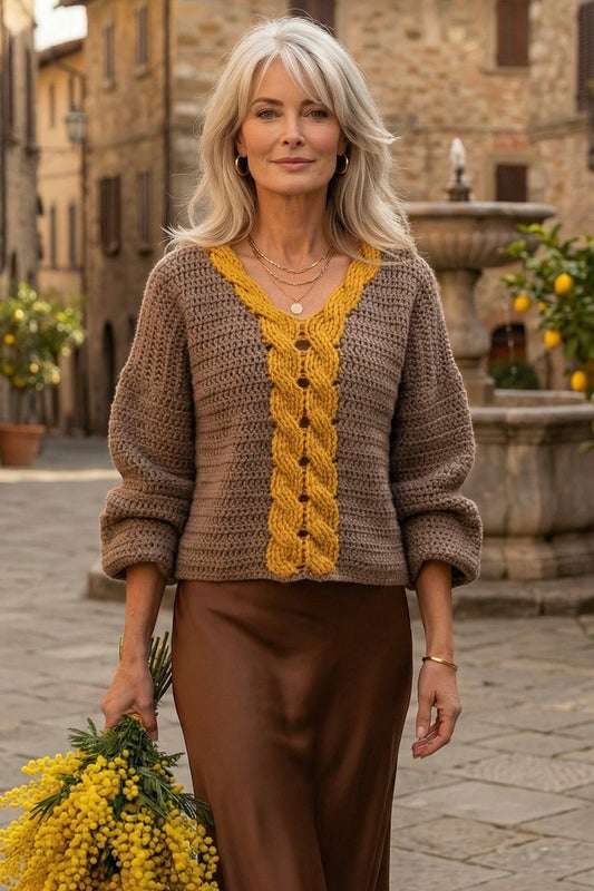Crochet Pattern - Serena Cable Sweater (English + Spanish)