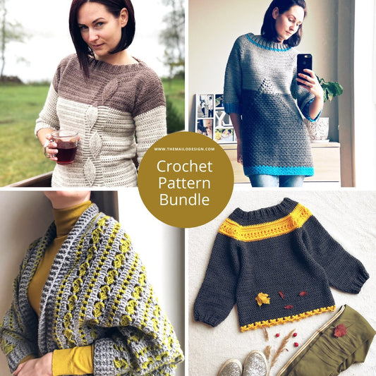 Crochet Pattern Bundle - 4 Easy Crochet Sweaters - TheMailoDesign - Crochet Pattern Bundle - TheMailoDesign