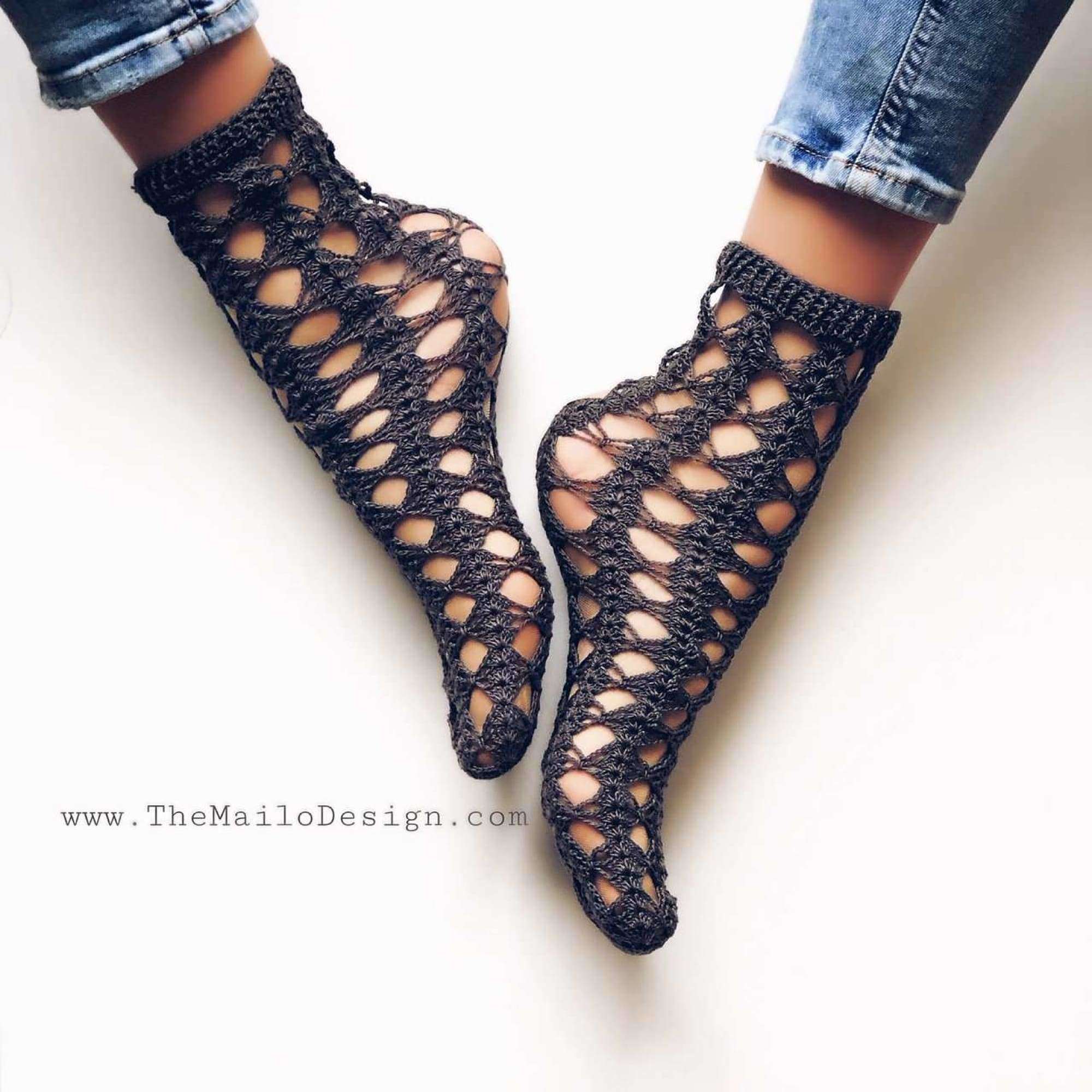 Knitido Toe Socks Crochet Look Lace Black Nepal