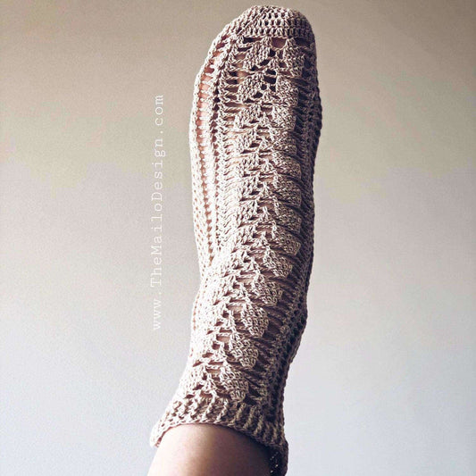 Crochet Pattern - Leaf Lace Socks - TheMailoDesign - Lace Socks - TheMailoDesign