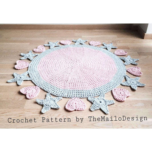 Crochet Rug Pattern - Valentine Rug - TheMailoDesign - For Kids - TheMailoDesign